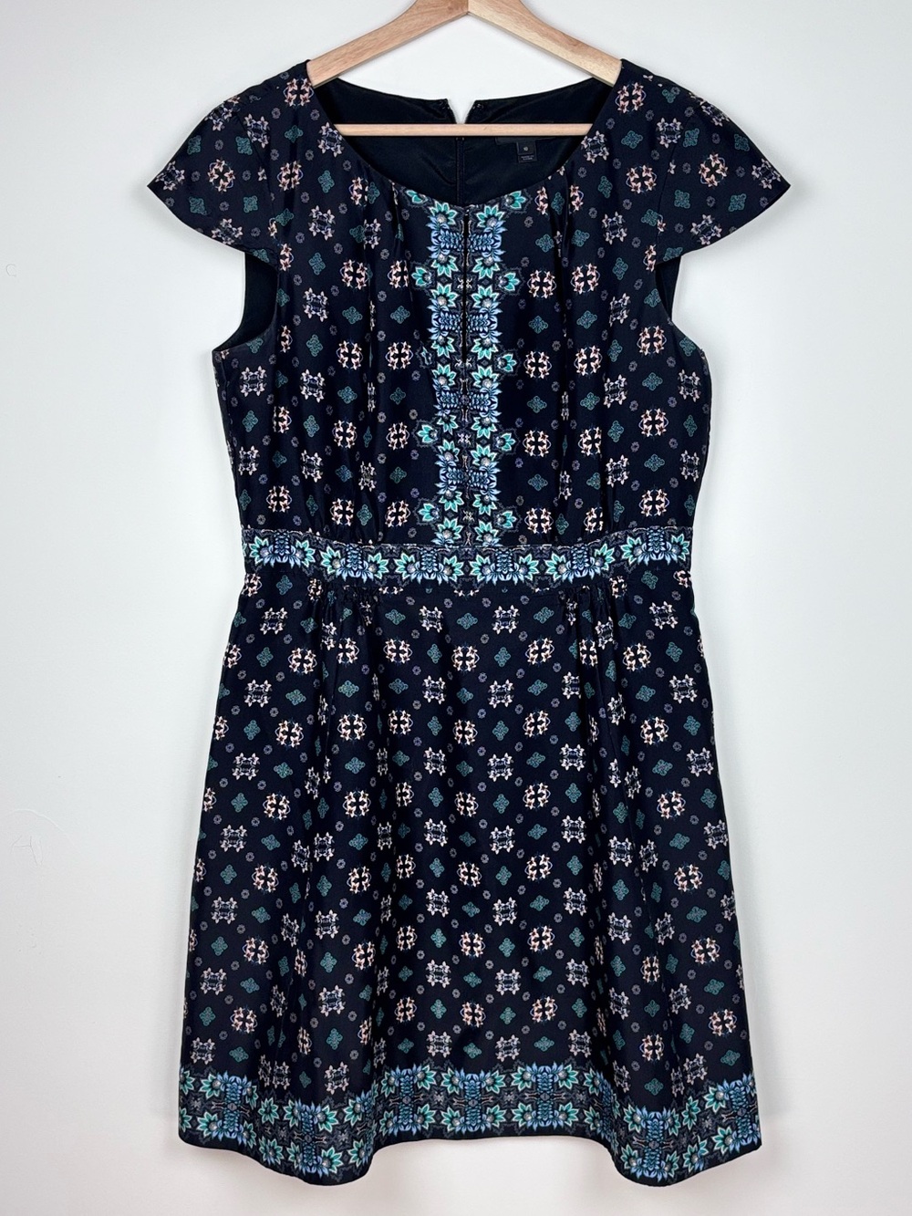 🌿 J.Crew 100% Silk Medallion Print Dress | Size 10 | Navy